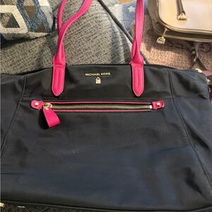 Michael Kors Black Tote with Pink Accents